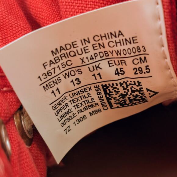 Converse 2013 CTAS Low Top Tango Red Washed Canvas Sneaker Mens 11 Womens 13 NWT - Picture 5 of 10